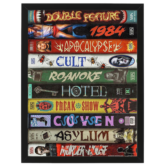 Horror Movies Film Stack - Horror Films - Framed Art - Metal Wall Art - 20 x 25cm