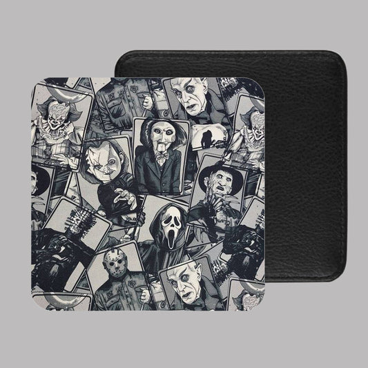 Horror Movie Characters Mash Up PU Leather Coaster Set of 4 - 10 x 10cm