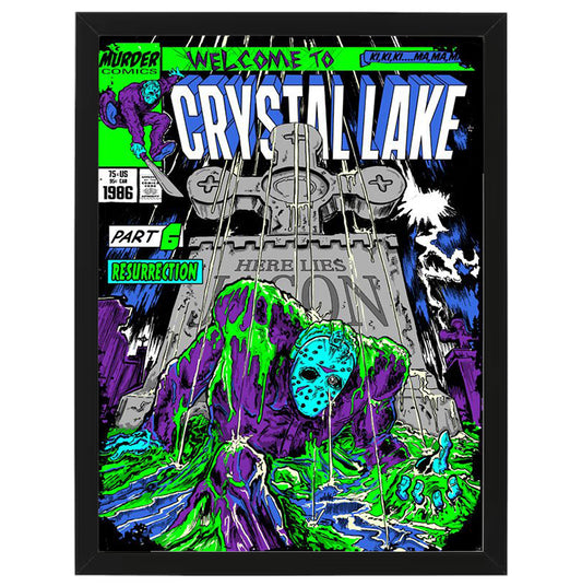 Welcome to Camp Crystal Lake - Jason Voorhees - Framed Art - Metal Wall Art - 20 x 25cm