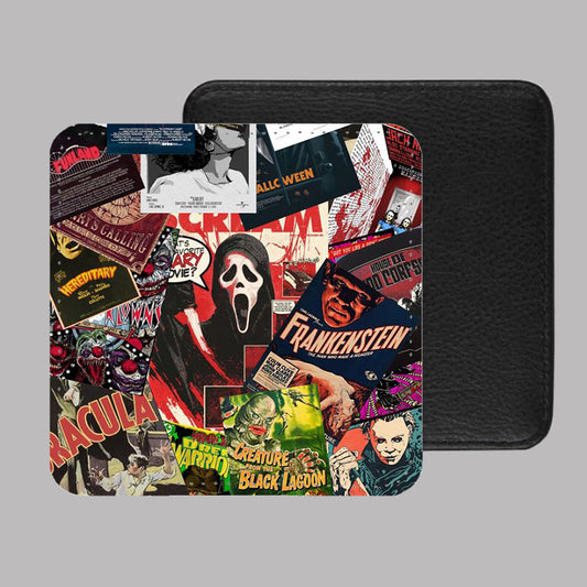 Horror Movie Characters Mash Up PU Leather Coaster Set of 4 - 10 x 10cm