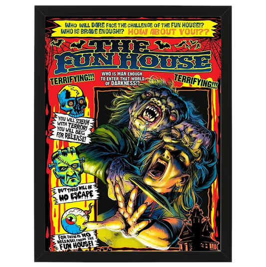 The Fun House - Comic Book Design - Framed Art - Metal Wall Art - 20 x 25cm