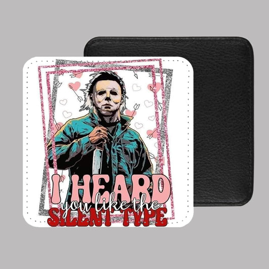 Michael Myers Silent Type Halloween PU Leather Coaster Set of 4 - 10 x 10cm