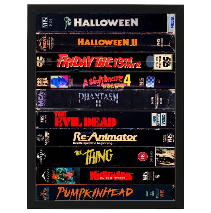 Horror Movies Film Stack - Horror Films - Framed Art - Metal Wall Art - 20 x 25cm