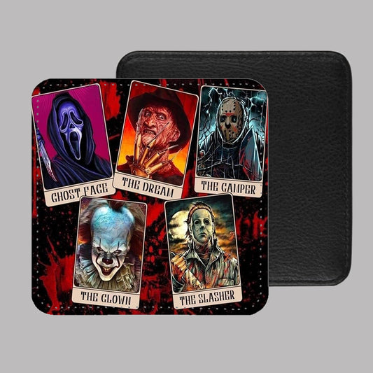 Horror Movie Characters Mash Up PU Leather Coaster Set of 4 - 10 x 10cm