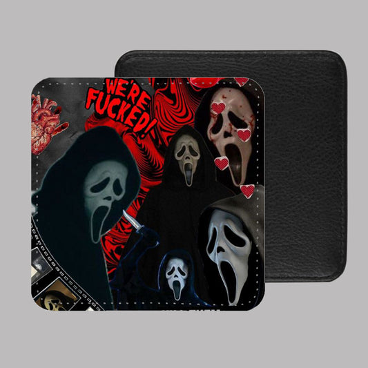 Scream Ghost Face PU Leather Coaster Set of 4 - 10 x 10cm