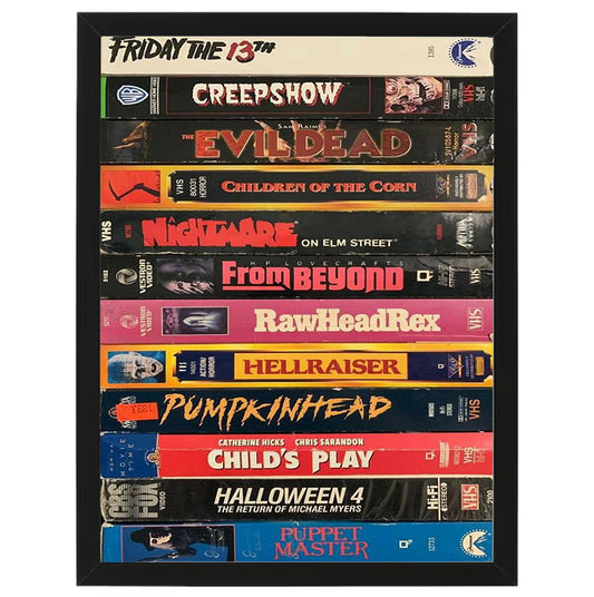 Horror Movies Film Stack - Horror Films - Framed Art - Metal Wall Art - 20 x 25cm