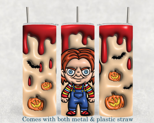 Chucky - 3D Effect - Horror Movie Character - 20oz Tumbler - Halloween - Creepy - Spooky - Scary - Novelty - Tumbler