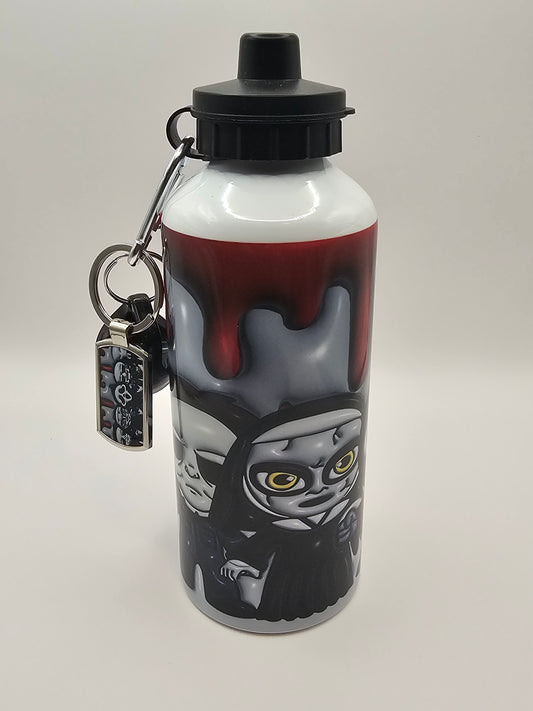 Horror Characters Mash Up 600ml Water Bottle and Metal Keyring Set - Horror Movie - Horror Character - Horror Water Bottle