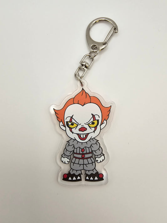 Pennywise IT Keyring - Horror Movie Characters - Plastic - Acrylic Keyring - Horror - Scary - Creepy - Spooky