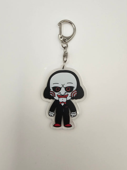 Jigsaw SAW Keyring - Horror Movie Characters - Plastic - Acrylic Keyring - Horror - Scary - Creepy - Spooky