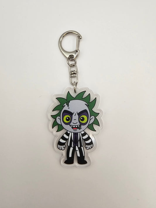 Beetlejuice Keyring - Horror Movie Characters - Plastic - Acrylic Keyring - Horror - Scary - Creepy - Spooky