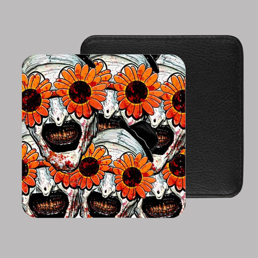 Terrifier Flower Glasses Art the Clown PU Leather Coaster Set of 4 - 10 x 10cm