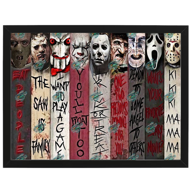 Horror Movie Characters Mash Up - Horror Movies - Framed Art - Metal Wall Art - 20 x 25cm