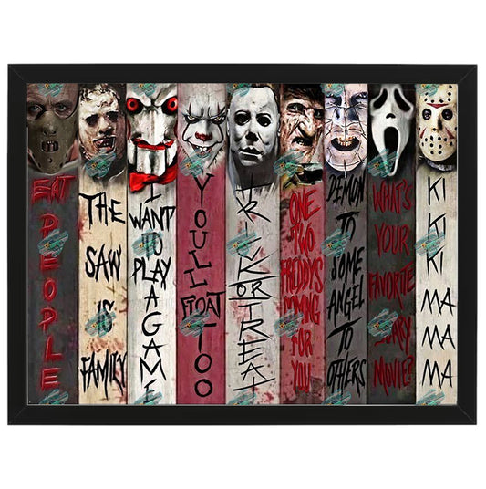 Horror Movie Characters Mash Up - Horror Movies - Framed Art - Metal Wall Art - 20 x 25cm