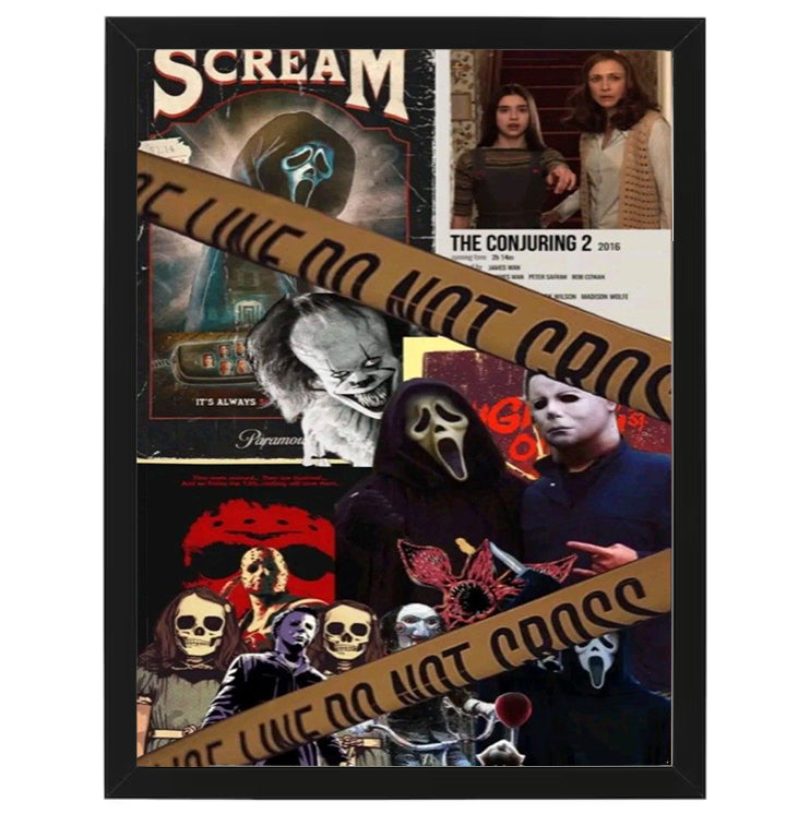 Horror Movie Characters Mash Up - Horror Movies - Framed Art - Metal Wall Art - 20 x 25cm