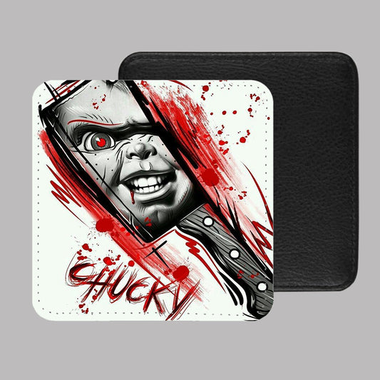 Chucky Good Guy Doll PU Leather Coaster Set of 4 - 10 x 10cm