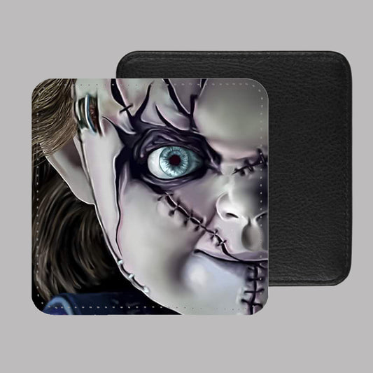 Chucky Face Good Guy Doll PU Leather Coaster Set of 4 - 10 x 10cm