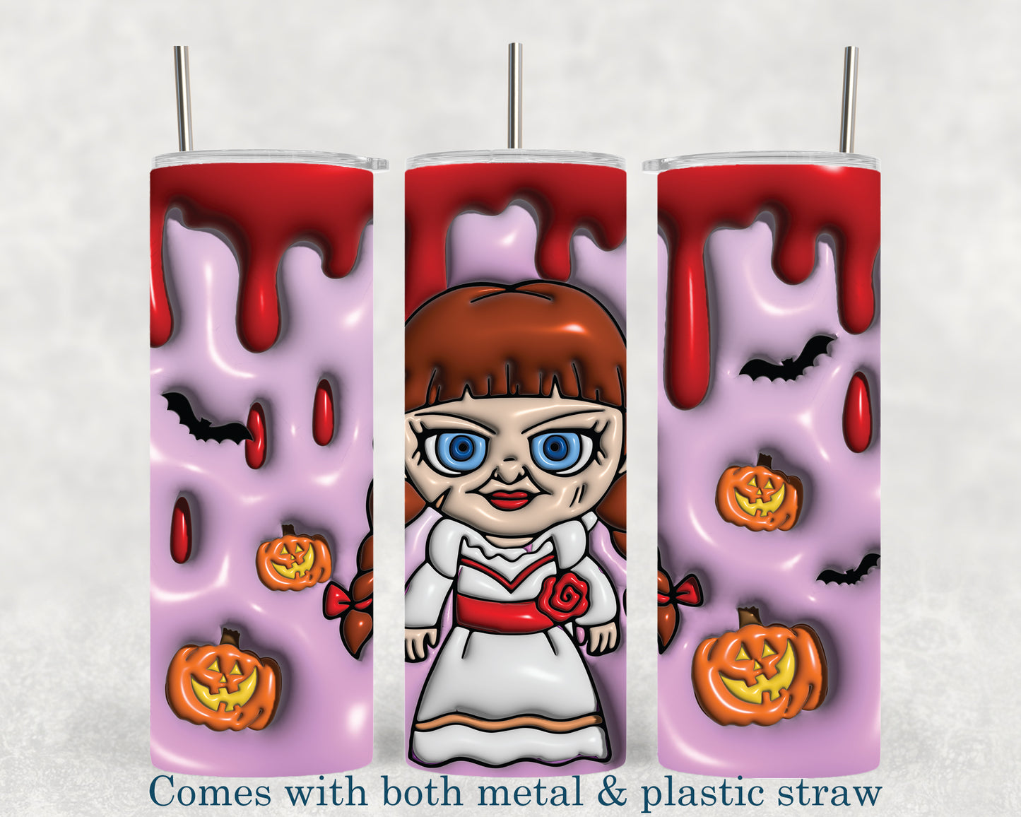 Annabelle - 3D Effect - Horror Movie Character - 20oz Tumbler - Halloween - Creepy - Spooky - Scary - Novelty - Tumbler