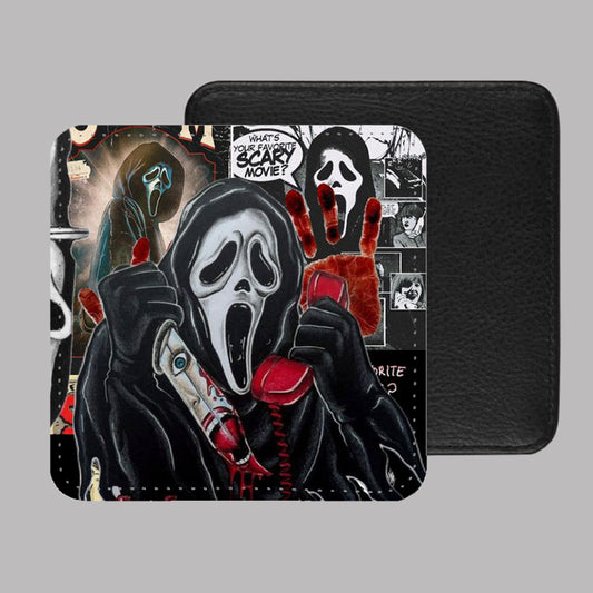 Scream Ghost Face PU Leather Coaster Set of 4 - 10 x 10cm