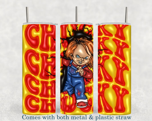 Chucky - 3D Effect - Horror Movie Character - 20oz Tumbler - Halloween - Creepy - Spooky - Scary - Novelty - Tumbler