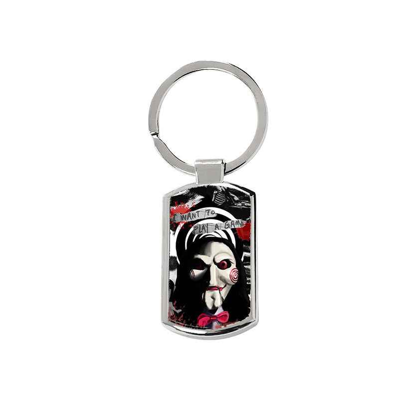 SAW Jigsaw Movie Keyring - Rectangle Keyring with Black Gift Box