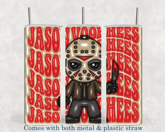 Jason Voorhees - 3D Effect - Horror Movie Character - 20oz Tumbler - Halloween - Creepy - Spooky - Scary - Novelty - Tumbler