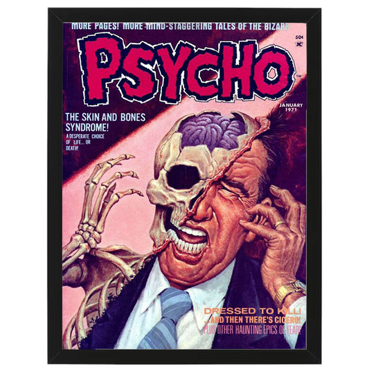 Psycho - Comic Book Design - Framed Art - Metal Wall Art - 20 x 25cm