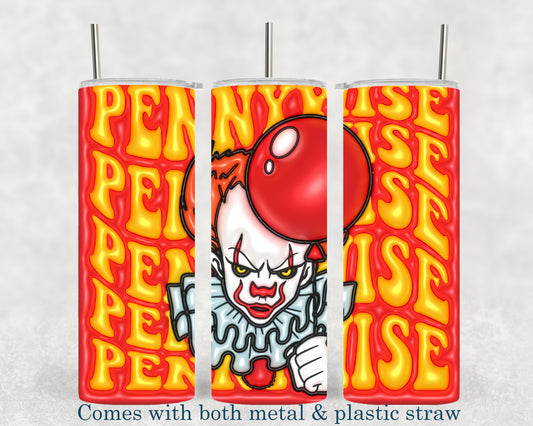 Pennywise IT - 3D Effect - Horror Movie Character - 20oz Tumbler - Halloween - Creepy - Spooky - Scary - Novelty - Tumbler