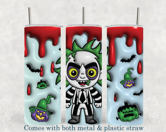 Beetlejuice - 3D Effect - Horror Movie Character - 20oz Tumbler - Halloween - Creepy - Spooky - Scary - Novelty - Tumbler