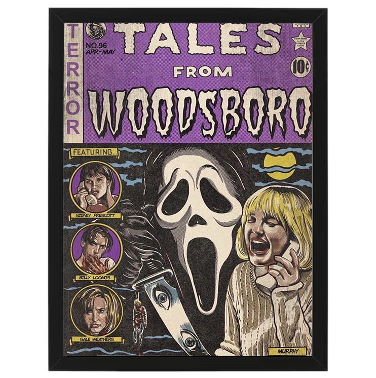 Tales from Woodsboro - Scream Ghost Face - Comic Book Design - Framed Art - Metal Wall Art - 20 x 25cm