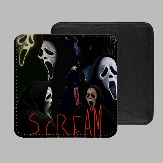 Scream Ghost Face PU Leather Coaster Set of 4 - 10 x 10cm