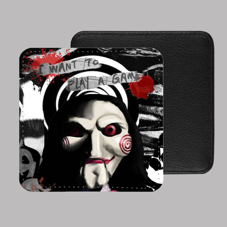 SAW Jigsaw PU Leather Coaster Set of 4 - 10 x 10cm