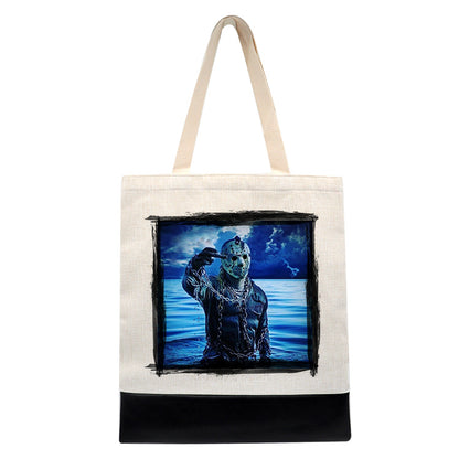 Jason Voorhees Middle Finger - Shopping Tote Bag - Tote Bag - Horror Movie - Halloween - Creepy - Shopping Bag - Black or Pink