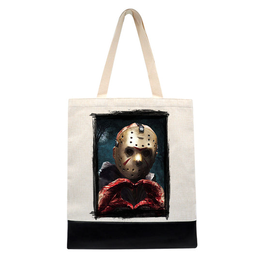 Jason Voorhees Heart Hands - Shopping Tote Bag - Tote Bag - Horror Movie - Halloween - Creepy - Shopping Bag - Black or Pink