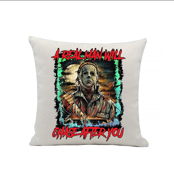 Michael Myers - A real man will chase after you - Halloween - Horror Movies - Linen Cushion - 40 x 40cm