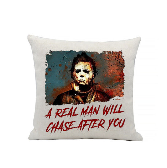 Michael Myers - A real man will chase after you - Halloween - Horror Movies - Linen Cushion - 40 x 40cm