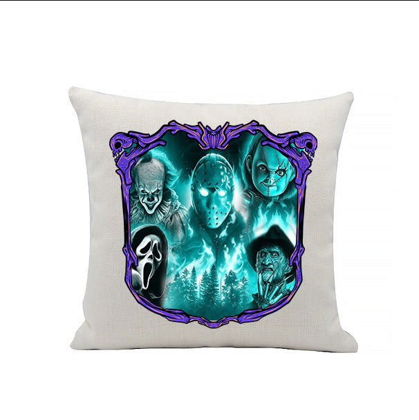 Horror Characters Mash Up - Horror Movie Characters - Horror Movies - Linen Cushion - 40 x 40cm