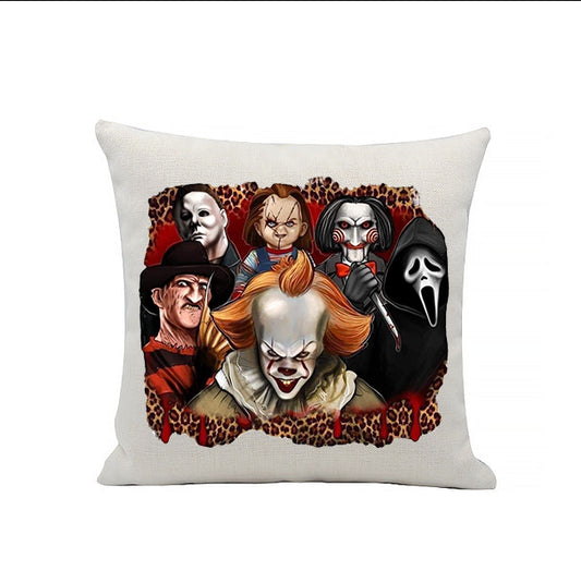 Horror Movie Characters Mash Up - Horror Movies - Linen Cushion - 40 x 40cm