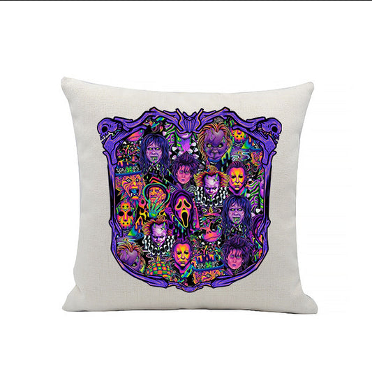 Horror Characters Mash Up - Horror Movie Characters - Horror Movies - Linen Cushion - 40 x 40cm