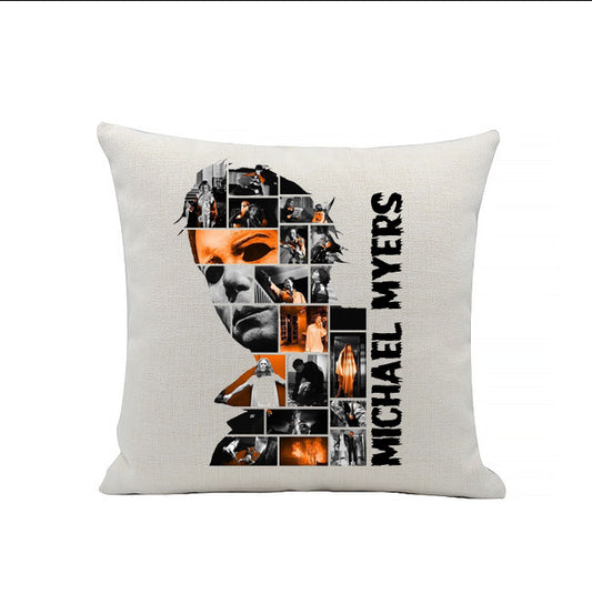 Michael Myers - Head Movie Collage - Halloween - Horror Movies - Linen Cushion - 40 x 40cm