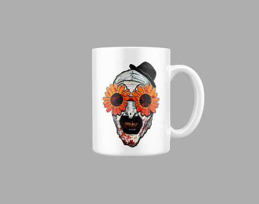 Terrifier Flower Glasses - Art the Clown - Horror 11oz Mug - Halloween - Creepy - Spooky - Scary - Mug - Cup