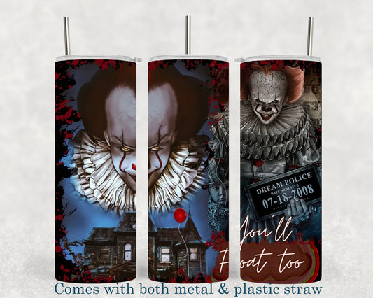 Pennywise IT - Horror Movie Character - 20oz Tumbler - Halloween - Creepy - Spooky - Scary - Novelty - Tumbler