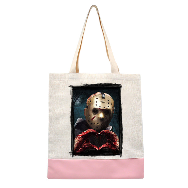 Jason Voorhees Heart Hands - Shopping Tote Bag - Tote Bag - Horror Movie - Halloween - Creepy - Shopping Bag - Black or Pink